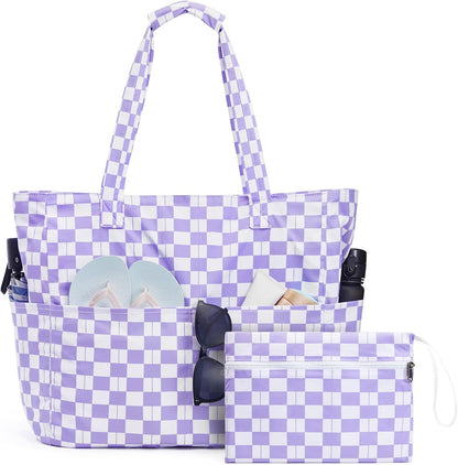 Bolsa de playa impermeable y resistente a la arena, bolso de playa plegable con compartimento para ropa mojada, bolsa de playa extragrande para viaje