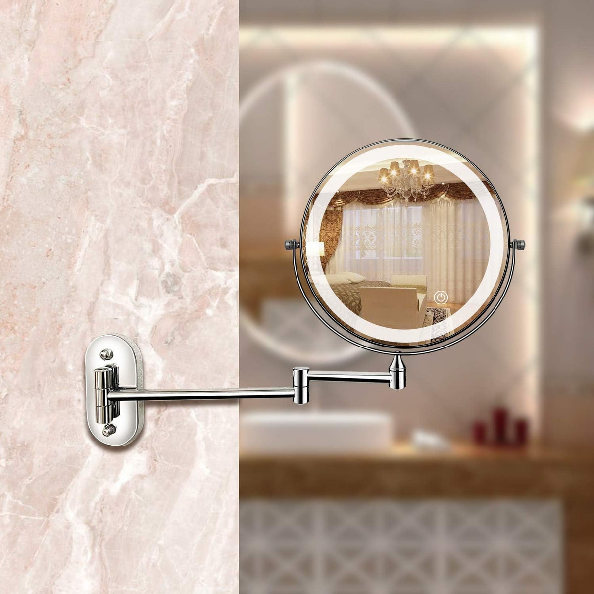 Makeup Mirror with Lights, Rechargeable LED Magnifying Mirror with 10x Magnification, Lighted Makeup Mirror for Travel