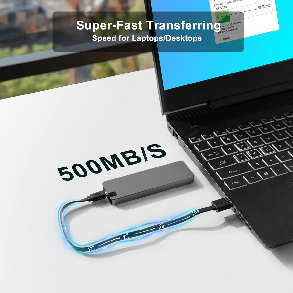 Portable External SSD Hard Drive USB 3.2 Gen 1 Shock-Resistant Aluminum Storage for PC Mac Laptop Travel Business Students Fast Data