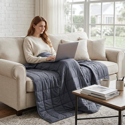 Comodidad Acogedora | Manta con peso para adultos con tela refrescante | Diseño transpirable para todas las estaciones para una relajación total