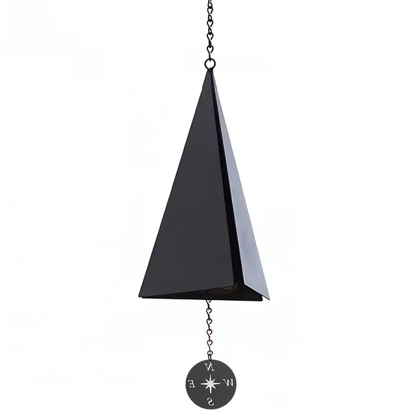 Triangular Steel Garden Bell with Compass Wind Catcher 20-Inch Hanging Chime for Patio Porch Deck Yard Outdoor Décor