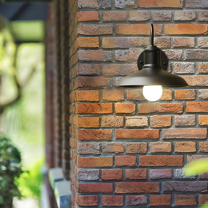 Iron Sconce Fixture with Curved Arm for Patio Garage Barn Entry 9-11 in Shade Weatherproof IP65 LED 1400 Lumen Neutral White Metal Housing