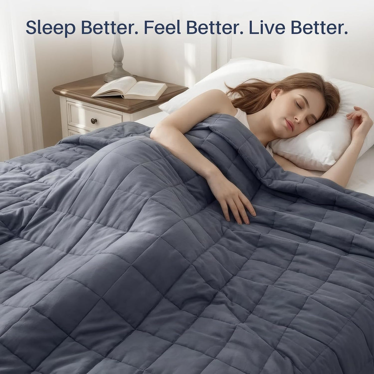 Comodidad Acogedora | Manta con peso para adultos con tela refrescante | Diseño transpirable para todas las estaciones para una relajación total