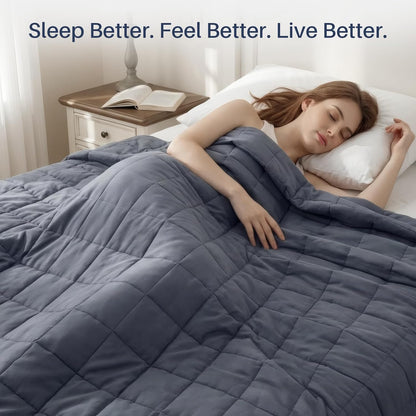 Comodidad Acogedora | Manta con peso para adultos con tela refrescante | Diseño transpirable para todas las estaciones para una relajación total