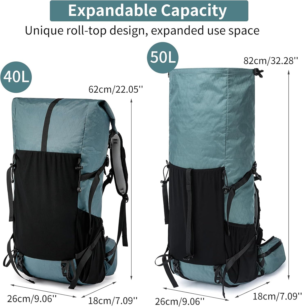 Equipo de aventura | Mochila de senderismo de 50L con armazón interno y diseño ligero | Bolsa de viaje duradera para montañismo y acampada