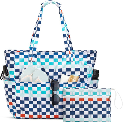 Bolsa de playa impermeable y resistente a la arena, bolso de playa plegable con compartimento para ropa mojada, bolsa de playa extragrande para viaje