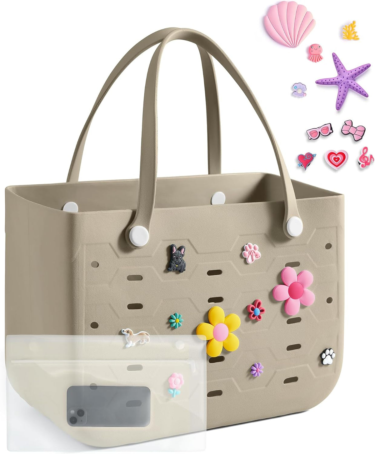 Bolso tote de goma resistente al agua Ortekor con diseño a prueba de arena | Esencial elegante para unas vacaciones de verano divertidas