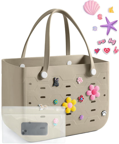 Bolso tote de goma resistente al agua Ortekor con diseño a prueba de arena | Esencial elegante para unas vacaciones de verano divertidas