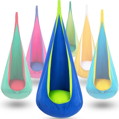 Hanging Pod Chair for Kids and Adults – Cozy Fabric Swing Seat for Indoor and Outdoor Relaxation, Reading Nook
