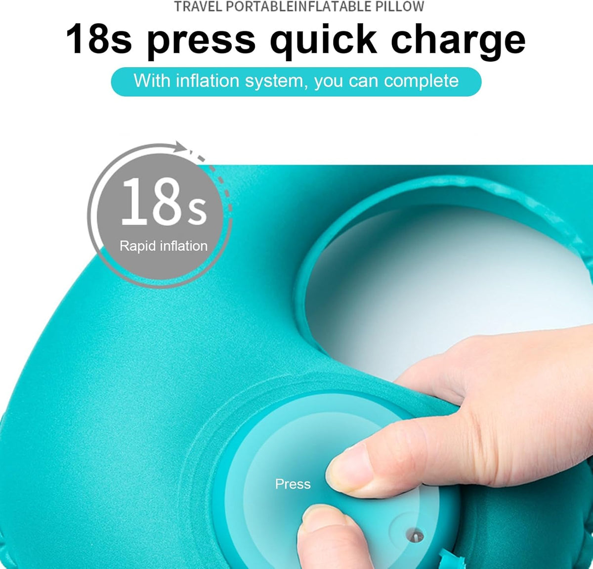 Inflatable Neck Travel Pillow with Built-In Hand Pump for Airplane, Car & Train Trips | Waterproof Ergonomic Support | Compact Portable Desi