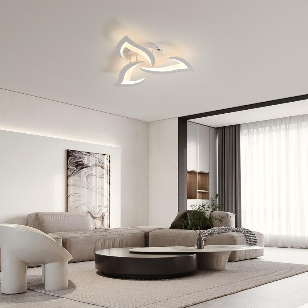 LED Flush Mount Light Fixture with Floral Layered Design for Bedroom, Entryway & Living Spaces | 22 in Black Metal Modern Low Profile Ambien