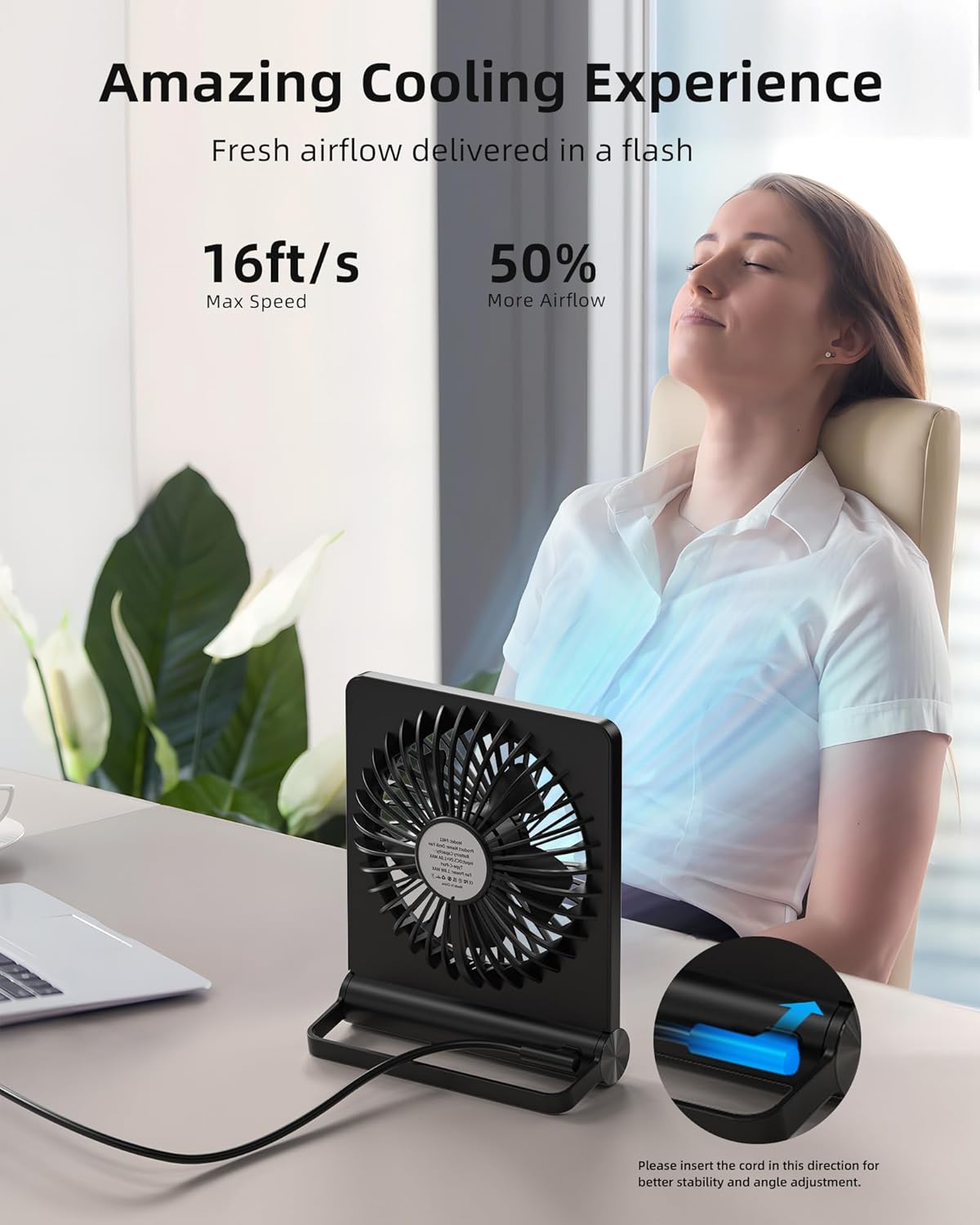 Personal USB Desktop Fan 6-Inch Quiet 3-Speed Air Circulator Black Portable Cooling for Home Office Bedroom Nightstand Computer Laptop