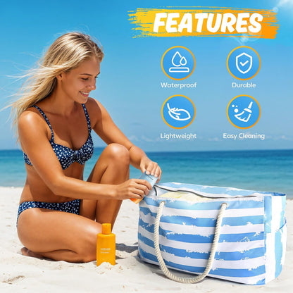Escapada Costera | Bolso de playa grande e impermeable con diseño a prueba de arena | Tote versátil para aventuras familiares al aire libre