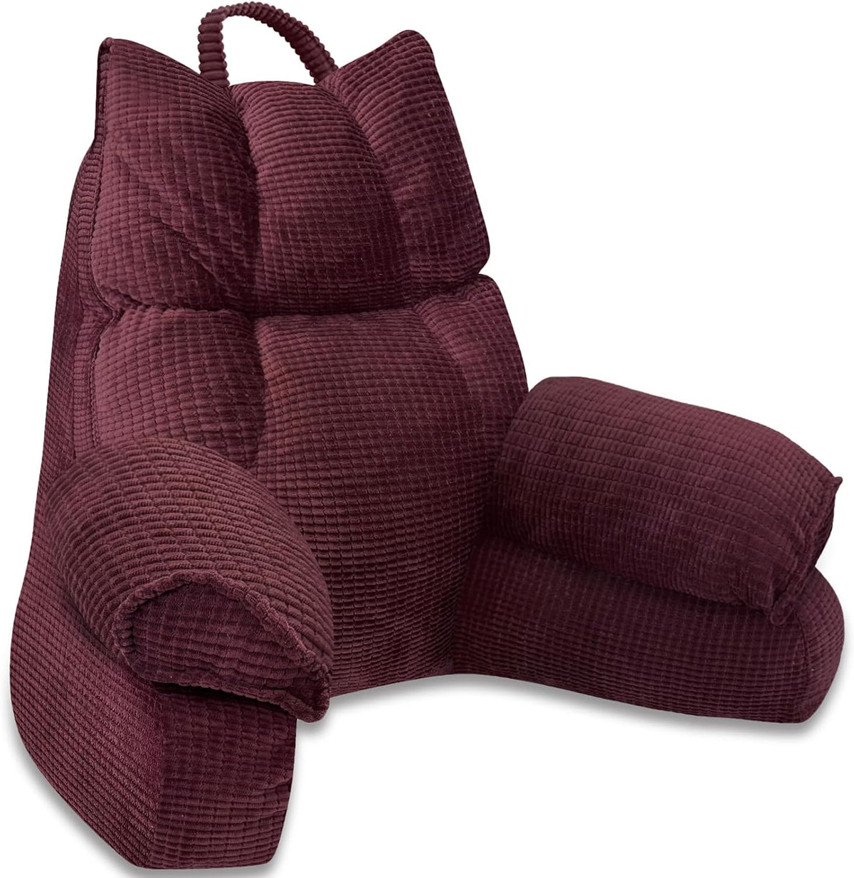 Backrest Pillow with Armrests and Shredded Memory Foam for Reading, Gaming, and TV – Structured Lounge Support for Bed