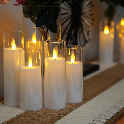 Battery-Operated LED Pillar Candles with Remote Control and Timer - 9-Piece Decorative Light Set for Living Room, Bedroom, and Dining Table