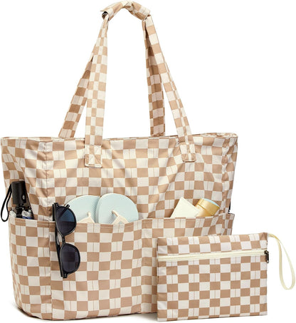 Bolsa de playa impermeable y resistente a la arena, bolso de playa plegable con compartimento para ropa mojada, bolsa de playa extragrande para viaje