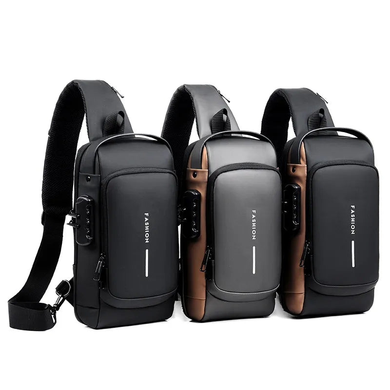 Compact Sling Bag with Combination Lock for Men and Women Crossbody Security Chest Pack for Travel Commute Outdoors