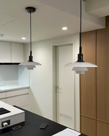 Glass Globe Ceiling Light 11-Inch White Shade Adjustable Hanging Fixture E27 Socket for Kitchen Dining Room Bedroom Modern Minimalist Scandi