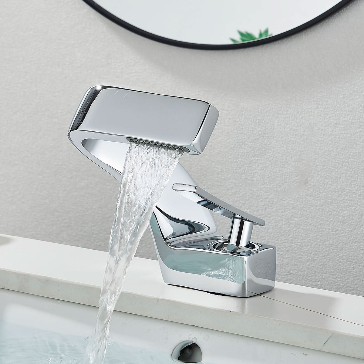 Single-Hole Waterfall Sink Faucet – 304 Stainless Steel Basin Mixer Tap for Modern Bathroom Vanities & Vessel Sinks