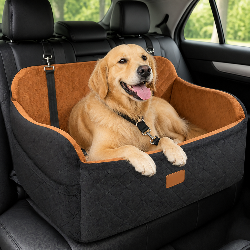 Ortekor Seat-Belt Pass-Through & Washable Cotton Dog Car Seat
