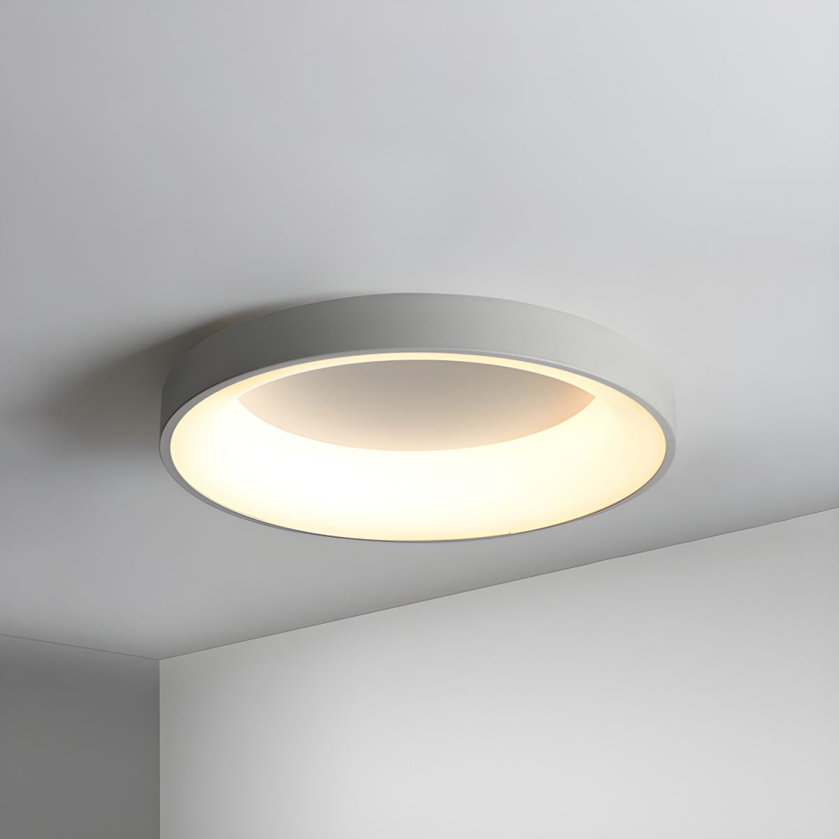 Round LED Overhead Fixture for Bedroom & Hallway – Ultra-Slim Iron & Acrylic Disc – Dimmable Options for Living Room & Entryway