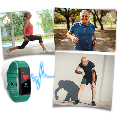 Reloj de seguimiento de salud con monitor de frecuencia cardíaca y presión arterial para adultos mayores | Pantalla LED de fácil lectura | Rastreador de ejercicios recargable por USB