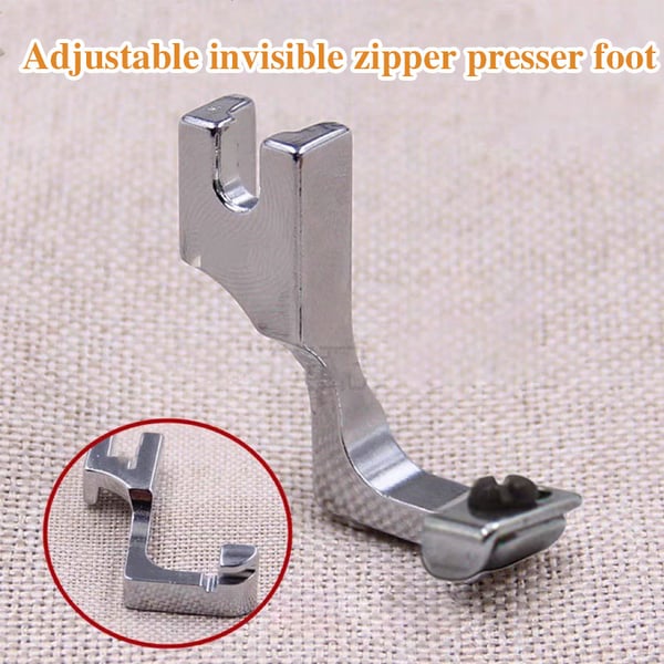 Adjustable Zipper Foot for Sewing Machines – Invisible Zip Presser Foot Attachment for Size 3 & 5 Zippers | Compatible with Most Home Models