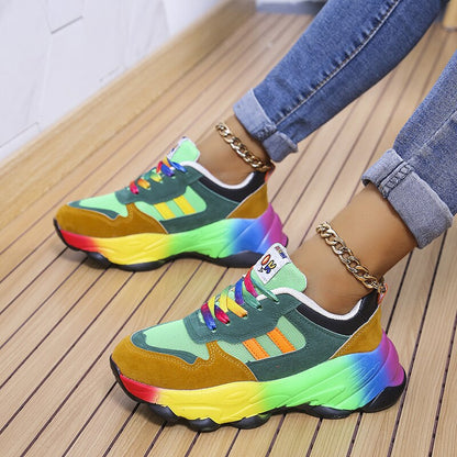 Women's Orthopedic Walking Sneakers with Shock-Absorbing Platform | Breathable Stretch Upper with Arch Support | Non-Slip Athletic Shoes