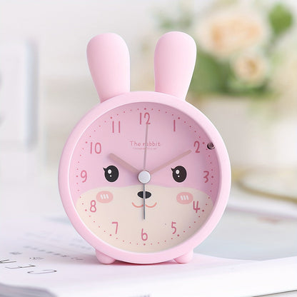 Silent Alarm Clock with Night Light for Kids – Bunny Design, No Ticking Sound, Bedside Lamp Function for Boys & Girls Bedroom