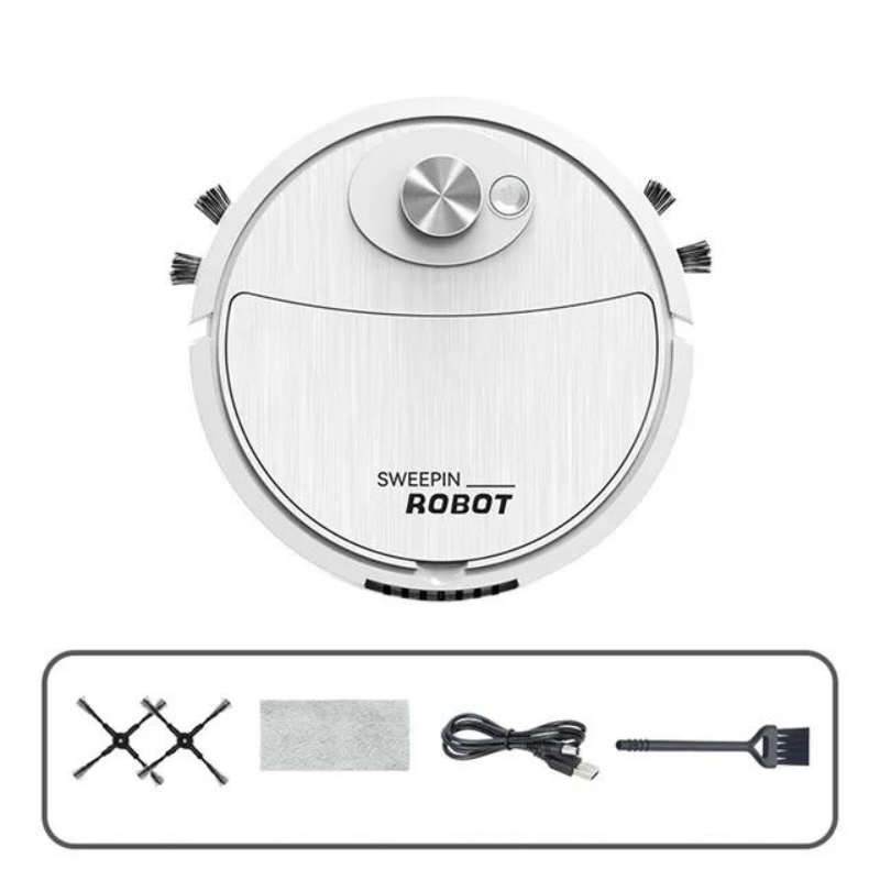 Cordless Robotic Floor Sweeper Mop Vacuum 9 Inch Wide Slim Profile Self-Navigating Hardwood Tile Laminate Pet Hair Dust Multi-Surface Rechar