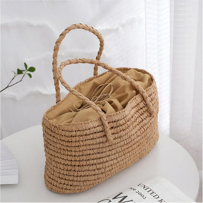 Bolso Willow - Tejido a mano en paja, espacioso bolso de playa