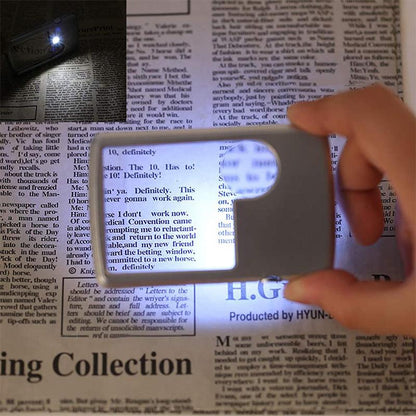 Pocket LED Magnifier with Light for Reading – Dual Lens 3X & 6X Credit Card Size Travel Magnifying Glass for Seniors Books Maps Menus