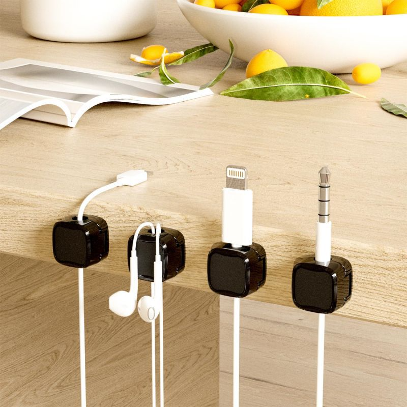 Magnetic Cable Organizer Clips for Desk – 6-Pack Wire Management Holders with Strong Magnets for USB Charging Cords & Headphones