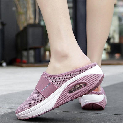 Cushioned Slip-On Sneakers with Arch Support for All-Day Walking Comfort Women's Breathable Mesh Athletic Shoes