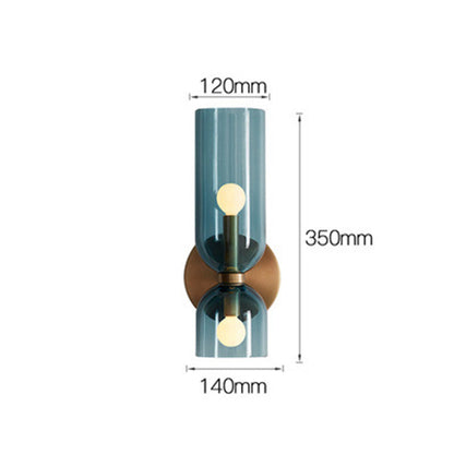 Glass & Iron Wall Sconce - Vintage-Inspired Dual-Light Fixture for Hallway, Bedroom & Dining Room - Hardwired Design with E12 Candelabra