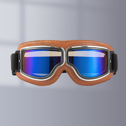 Retro Leather-Padded Motorcycle Goggles for Vintage Riding