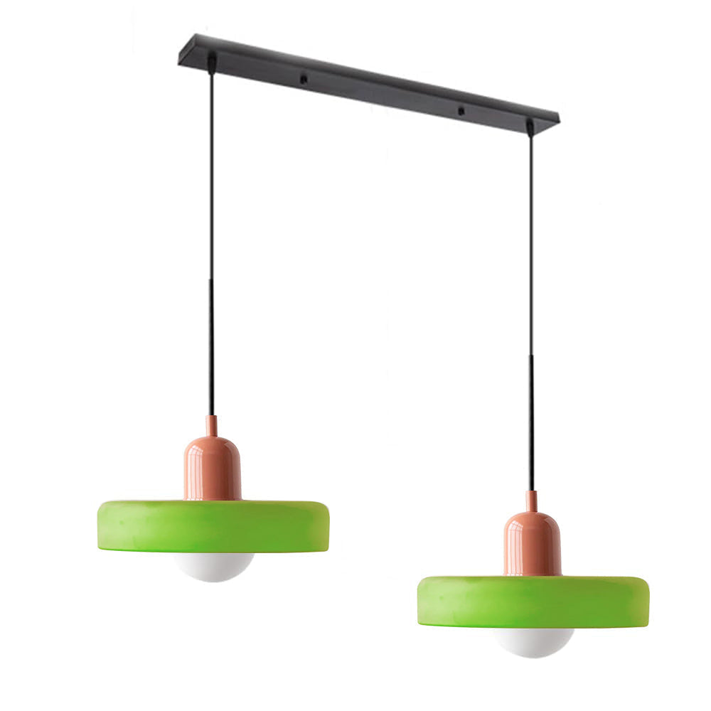 Dual-Shade Glass Hanging Light Fixture G9 Socket 14 Inch Ceiling Mount for Kitchen Island Dining Table Living Room Modern Overhead Lighting