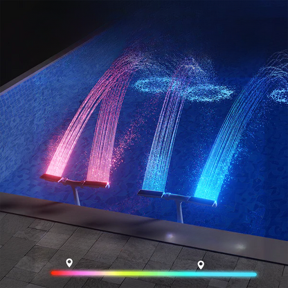 Solar Pool Fountain with Color-Changing LED Lights Dual Arc Spray 18-Light RGB Auto-Dusk Wireless Rechargeable for Intex Bestway Above Groun
