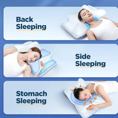 Contoured Memory Foam Sleep Pillow for Airway Support and Neck Alignment – Dual Height for Side and Back Sleepers, Breathable Mesh Cover
