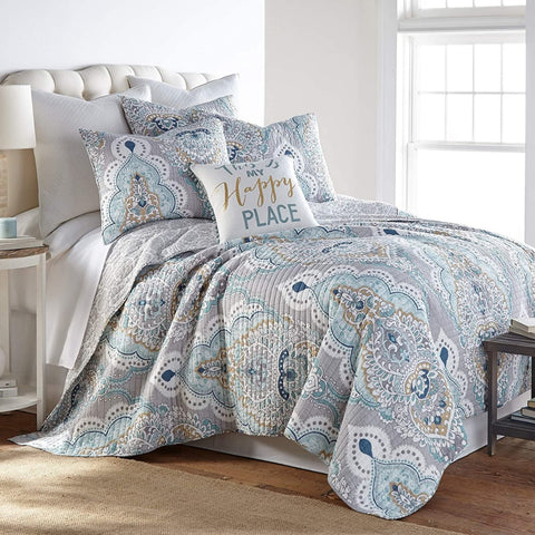 Palisade King Coverlet - Cotton, Reversible Paisley Design