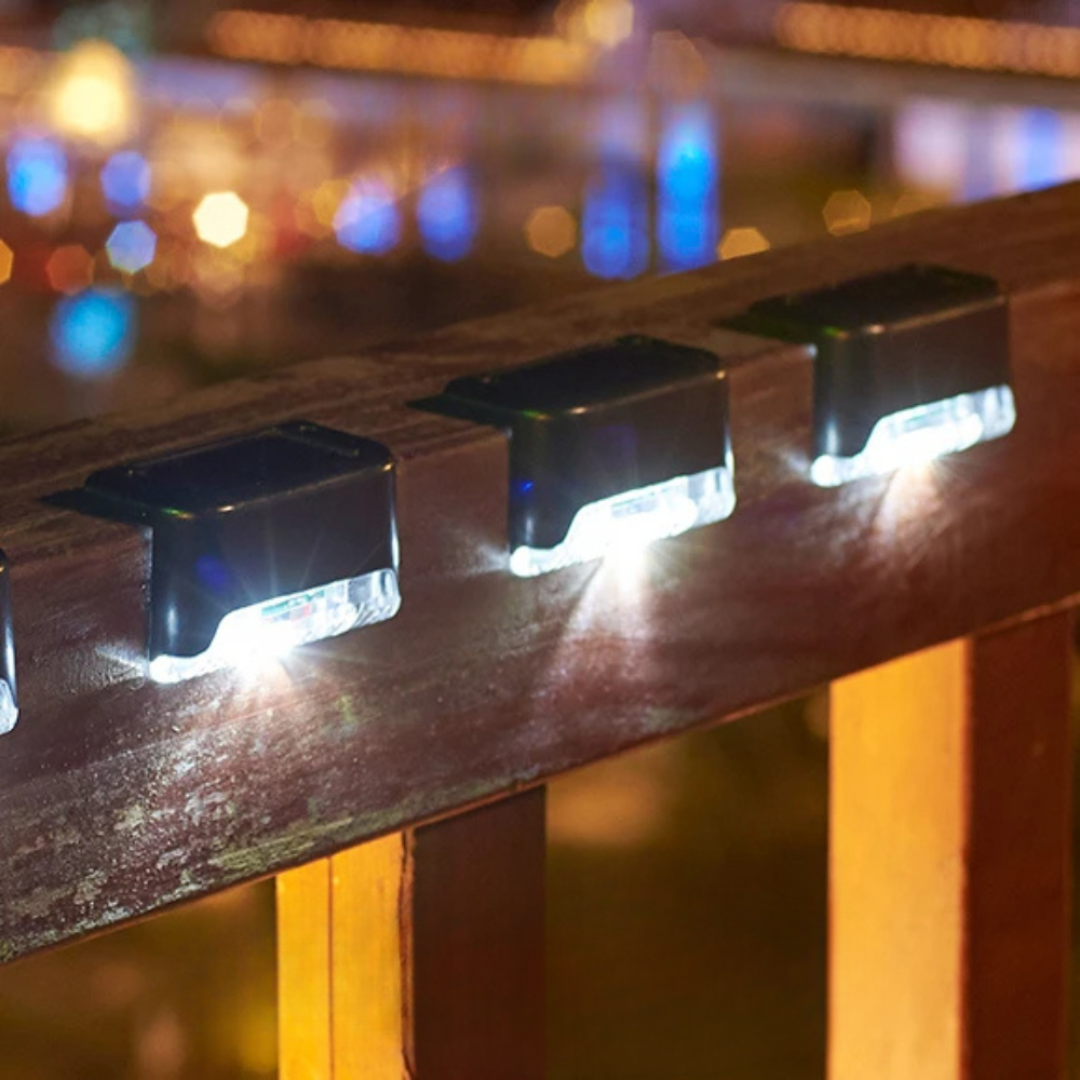 Solar LED Outdoor Step Lights 4-Pack with Automatic Dusk Sensor | Weather-Resistant Wireless Deck & Patio Lighting for Stairs, Walkways