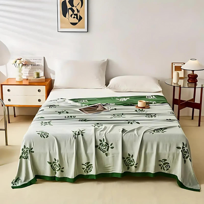 Bamboo Fiber Rose Cooling Blanket with Floral Design | Perfect for Summer Comfort