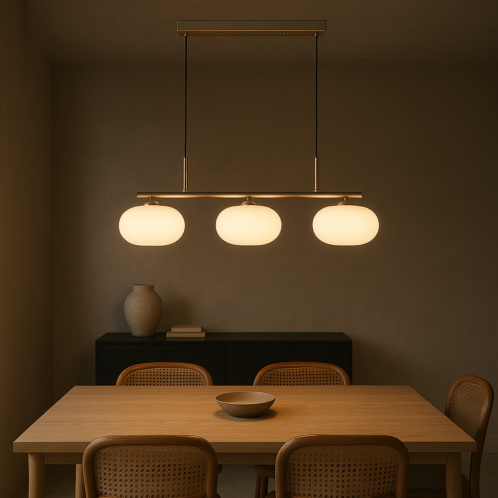 Triple Glass Shade Hanging Light 7-inch Globes Adjustable Height Silver Gold Kitchen Dining Room Ceiling Fixture for Modern Homes