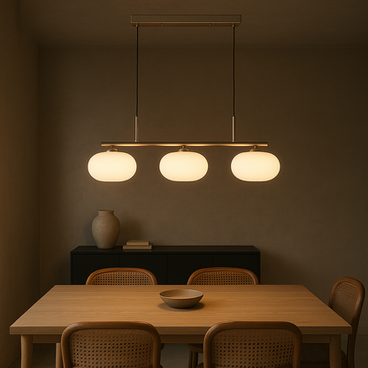 Triple Glass Shade Hanging Light 7-inch Globes Adjustable Height Silver Gold Kitchen Dining Room Ceiling Fixture for Modern Homes