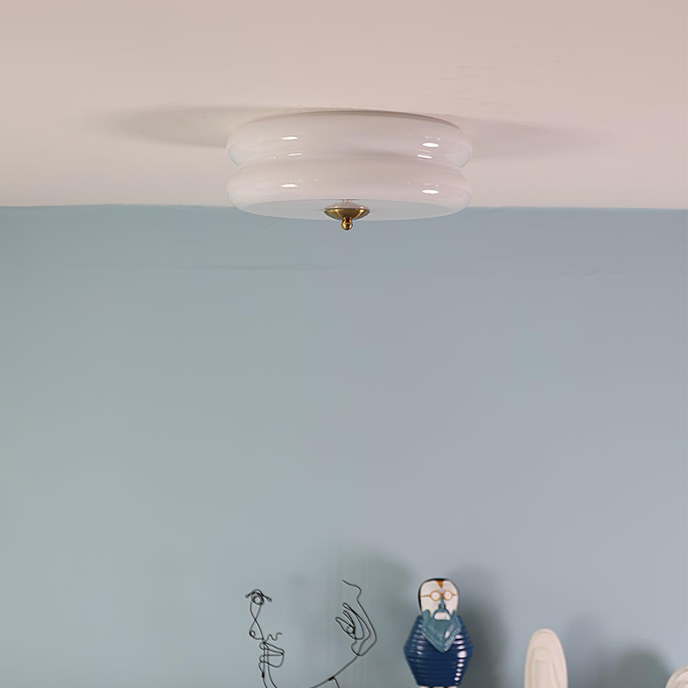 Lámpara LED de techo empotrada redonda con 3 temperaturas de color, de metal y vidrio, 5 pulgadas de altura, para dormitorio, comedor y cocina, con interruptor Kelvin ajustable