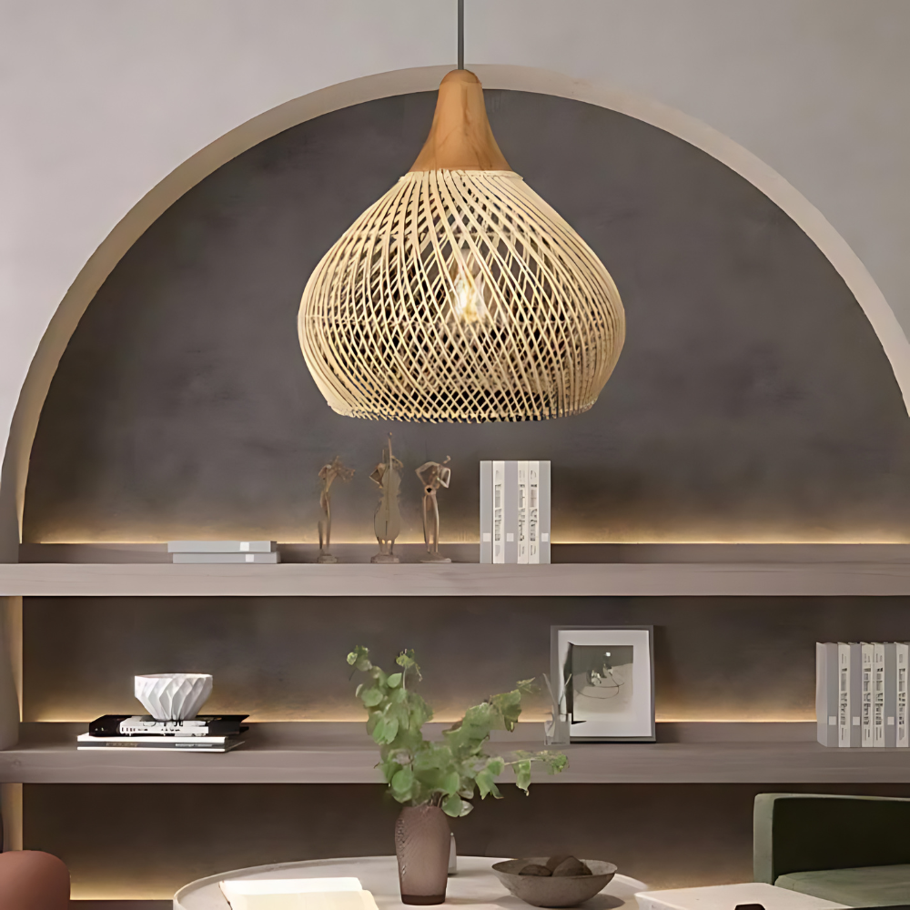Woven Wicker Ceiling Light 20 in Natural Fiber Shade for Kitchen Island Dining Room Overhead Boho Farmhouse Organic Texture Rope Hanging Fix