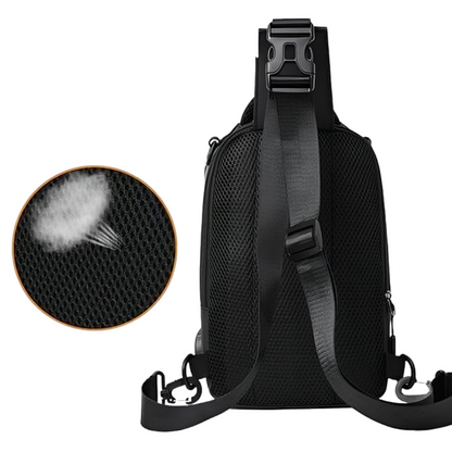 Bolso bandolera con cremalleras ocultas antirrobo y puerto de carga USB – Mochila de nailon resistente al agua para viajes, desplazamientos y uso diario