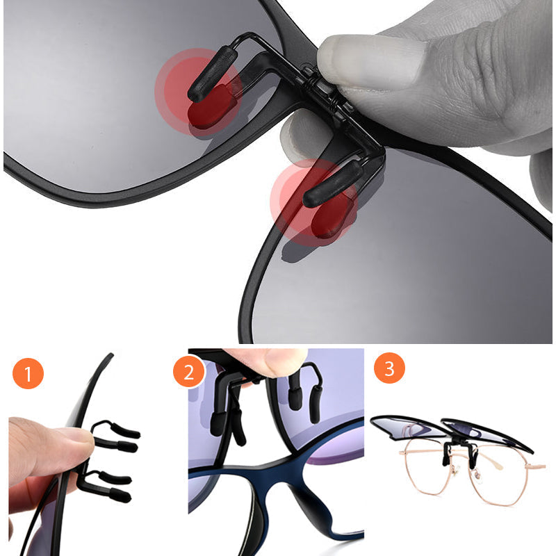 Magnetic Clip-On Polarized Sunglasses Adapter for Prescription Glasses UV Protection Flip-Up Lenses Driving Eyewear Accessory for Eyeglasses
