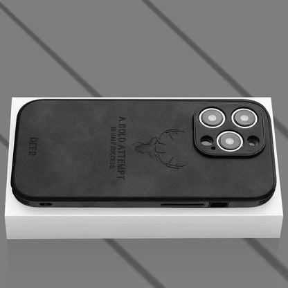 Genuine Suede iPhone Case with Camera Protection & Shock-Absorbing Silicone Liner for iPhone 12-17