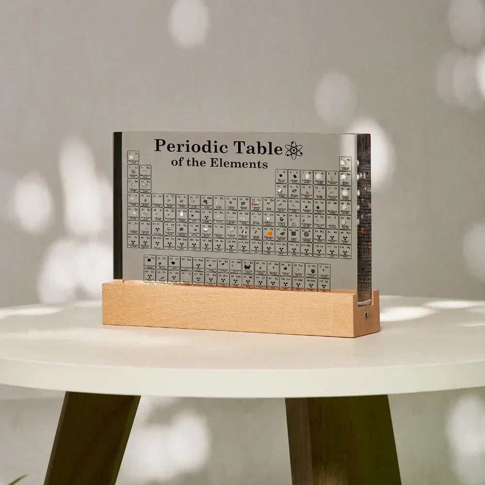 Periodic Table Element Display with Real Specimens – Educational Science Decor for Classroom, Office & Home